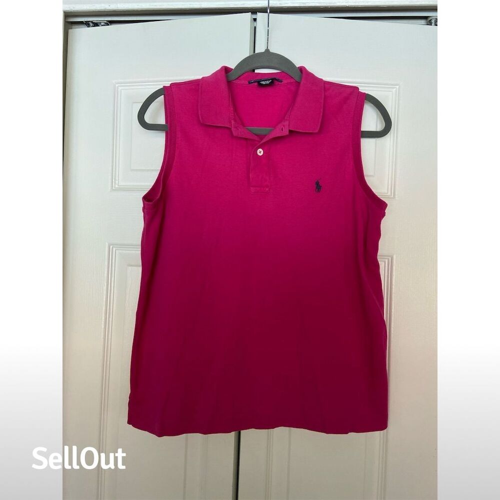 Ralph Lauren Women's Sleeveless Pink Polo Shirt Size L Casual - Picture 1 of 5